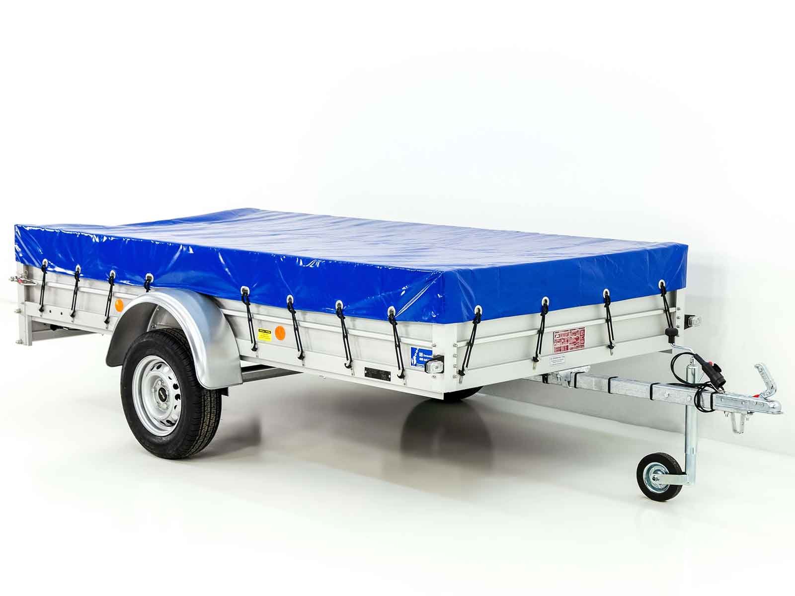 2791_01.jpg Koch-Anhänger 150x300cm 750kg|Typ U7|Koch Anhänger 750 kg Flachplane Profi blau – Bild 1