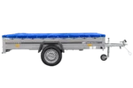Einachsanhänger 264×150 UNITRAILER GARDEN 265 KIPP mit einem Flachplanenträger und blauer Plane – Bild 3